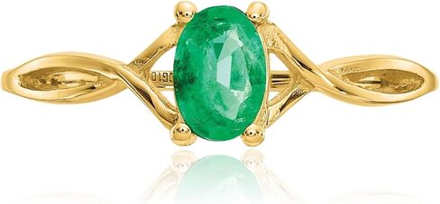 IceCarats 10K Solid Yellow Gold 0.45 carat Green Emerald Solitaire Ring Oval Cut, Natural, Prong Set in Kuwait