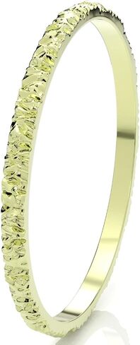 10K Gold 2MM Wood Bark Texture Eternity Stackable Wedding Band Ring in Saudi Arabia