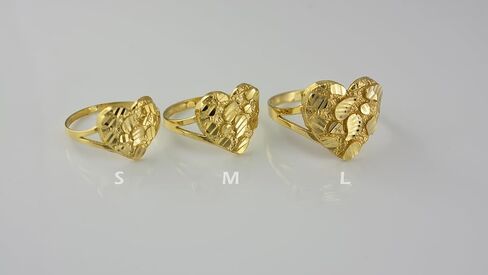 LA BLINGZ 10K Yellow Gold Nugget Diamond-cut Heart Ring (Small) in Kuwait