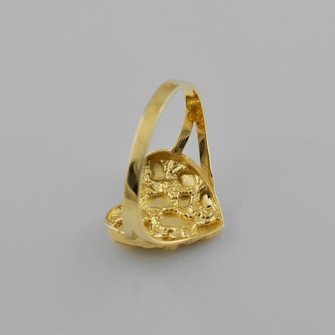 LA BLINGZ 10K Yellow Gold Nugget Diamond-cut Heart Ring (Small) in Kuwait