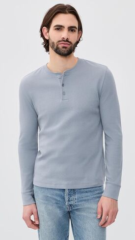قميص Vince الرجالي من قماش الجاكار بأكمام طويلة من Henley in Kuwait