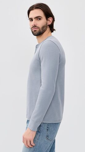قميص Vince الرجالي من قماش الجاكار بأكمام طويلة من Henley in Kuwait