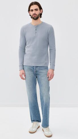 قميص Vince الرجالي من قماش الجاكار بأكمام طويلة من Henley in Kuwait