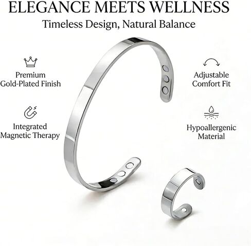 Kalm Bracelet Ring Set for Women, Menopause Bracelets Adjustable Bangle Stainless Steel Cuff Climacterium Anxiety Stress Relief Energy Open Jewelry Gift in Saudi Arabia
