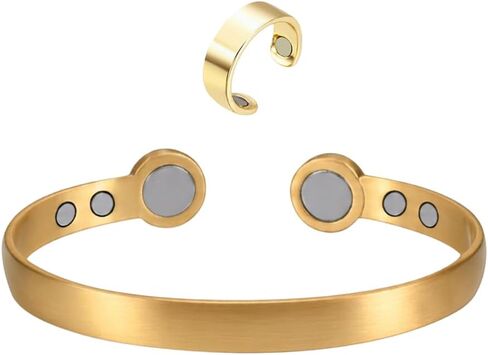Kalm Bracelet Ring Set for Women, Menopause Bracelets Adjustable Bangle Stainless Steel Cuff Climacterium Anxiety Stress Relief Energy Open Jewelry Gift in Saudi Arabia
