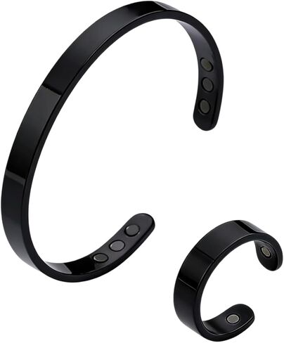 Kalm Bracelet Ring Set for Women, Menopause Bracelets Adjustable Bangle Stainless Steel Cuff Climacterium Anxiety Stress Relief Energy Open Jewelry Gift in Saudi Arabia
