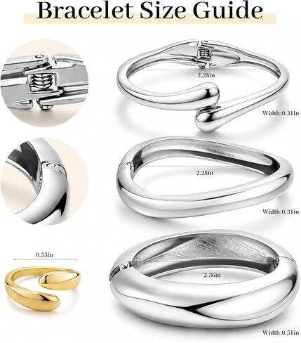 Chunky Gold Bangle Bracelets for Women, 14K Gold Plated Big Stackable Bangles Rings Jewelry Set, Trendy Statement Cuff Bracelets Stack Fashion Jewelry Gifts in Kuwait
