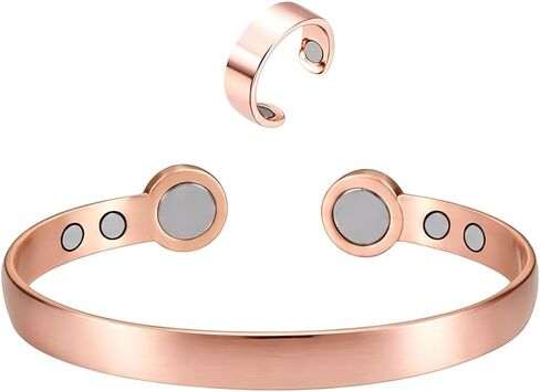 Kalm Bracelet Ring Set for Women, Menopause Bracelets Adjustable Bangle Stainless Steel Cuff Climacterium Anxiety Stress Relief Energy Open Jewelry Gift in Saudi Arabia