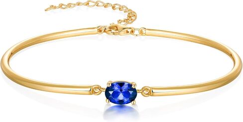 Moissanite/Sapphire/Ruby/Emerald Cuff Bracelet 1 Carat Oval Cut Center Stone Inlaid 925 Sterling Silver 14K Gold Plated Adjustable Birthstone Bangle for Women fit Wrist 5-7.5 Inch in Kuwait