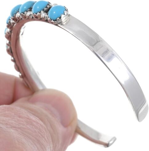 Alltribes Native American Sleeping Beauty Turquoise Row Ladies Silver Bracelet Skinny Sterling Cuff 0328 in Kuwait