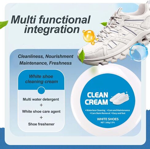 CLEANER CREAM, 2PCS White Shoe Cleaner Cream, Multipurpose No-Wash Solid Cleaning Paste with Sponge, Cleaning Cream White Shoe Cleaner, for Leather Sneakers Soles in Saudi Arabia