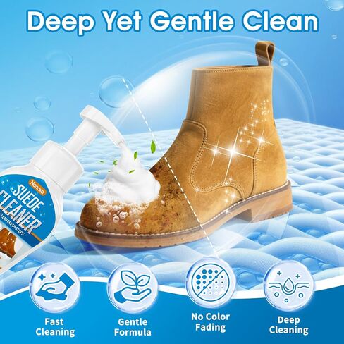 Suede Shoe Cleaner, Suede & Nubuck Cleaner Removes Dirt and Stains, No-Rinse Foam Suede Cleaner Kit for Suede, Nubuck in Saudi Arabia