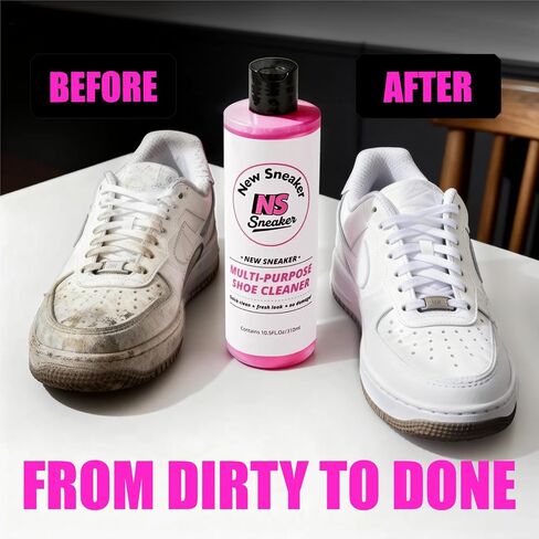 Shoe Cleaning Kit - 10.5 Oz Large Capacity White Shoe Cleaner with 3 Brushes & a Towel, Safe for Sneakers, Suede, Leather, Tennis Shoes & Mesh in Kuwait