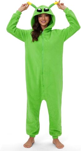 Clarisbelle Womens Halloween Cozy Long Sleeve Cute Pajamas Fleece Warm Plush Winter Flannel Onesies Costumes Alien L in Saudi Arabia