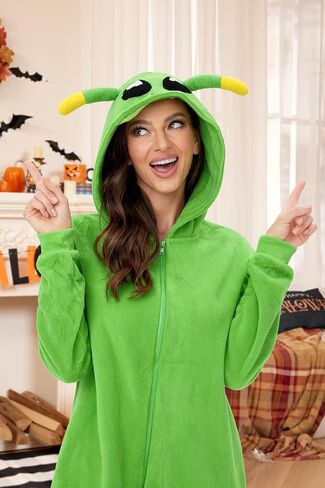 Clarisbelle Womens Halloween Cozy Long Sleeve Cute Pajamas Fleece Warm Plush Winter Flannel Onesies Costumes Alien L in Saudi Arabia