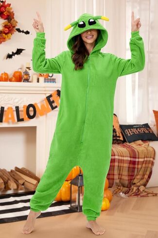 Clarisbelle Womens Halloween Cozy Long Sleeve Cute Pajamas Fleece Warm Plush Winter Flannel Onesies Costumes Alien L in Saudi Arabia