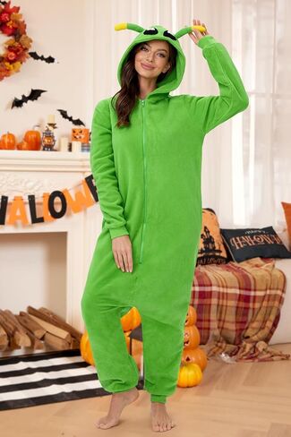 Clarisbelle Womens Halloween Cozy Long Sleeve Cute Pajamas Fleece Warm Plush Winter Flannel Onesies Costumes Alien L in Saudi Arabia
