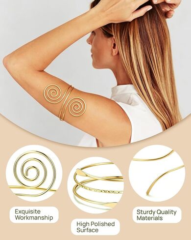 6 Pcs Arm Cuff Bracelet for Women Gold Adjustable Bangle Band Armlet Boho Starfish Flower Arm Braclet Jewelry Upper Arm in Saudi Arabia