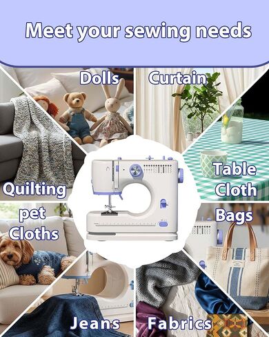 Sewing Machine Essentials Kit with 32 Pcs Sewing Thread, Easy Tutorials, Needles & Scissors, Measure Tape, Heat Erasable Pens, 7x7 in Fabric (20 Pcs) for Beginners, Adults, Home & DIY Projects - A in Saudi Arabia