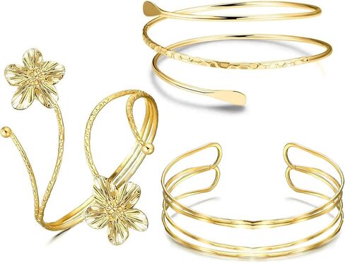 RIOSO Gold Arm Cuff Bracelet for Women Flower Arm Bracelet Upper Arm Cuffs Jewelry Women's Upper Arm Band in Saudi Arabia