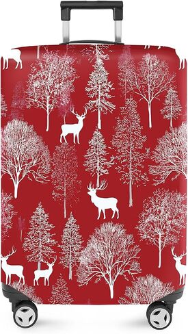 FOREVER QUEEN Deer - Christmas Tree Luggage Cover Suitcase Protector Suitcase Cover Anti-Scratch,Stretchable Bag Cover Washable Durable Polyester in Saudi Arabia