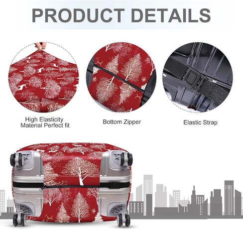 FOREVER QUEEN Deer - Christmas Tree Luggage Cover Suitcase Protector Suitcase Cover Anti-Scratch,Stretchable Bag Cover Washable Durable Polyester in Saudi Arabia