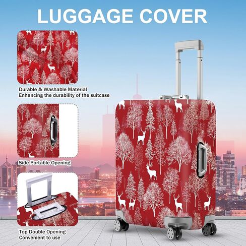 FOREVER QUEEN Deer - Christmas Tree Luggage Cover Suitcase Protector Suitcase Cover Anti-Scratch,Stretchable Bag Cover Washable Durable Polyester in Saudi Arabia