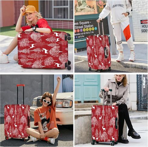 FOREVER QUEEN Deer - Christmas Tree Luggage Cover Suitcase Protector Suitcase Cover Anti-Scratch,Stretchable Bag Cover Washable Durable Polyester in Saudi Arabia