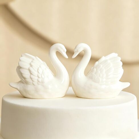 2 Pieces White Black Swan Sculpture Decor, Elegant Ceramic Swan Couple Figurine Statue for Home Office Decor Living Room Shelves Fireplace Coffee Table Decor in Saudi Arabia