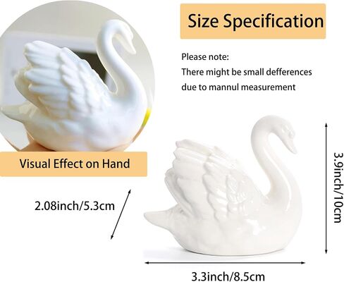 2 Pieces White Black Swan Sculpture Decor, Elegant Ceramic Swan Couple Figurine Statue for Home Office Decor Living Room Shelves Fireplace Coffee Table Decor in Saudi Arabia