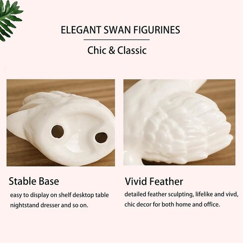 2 Pieces White Black Swan Sculpture Decor, Elegant Ceramic Swan Couple Figurine Statue for Home Office Decor Living Room Shelves Fireplace Coffee Table Decor in Saudi Arabia