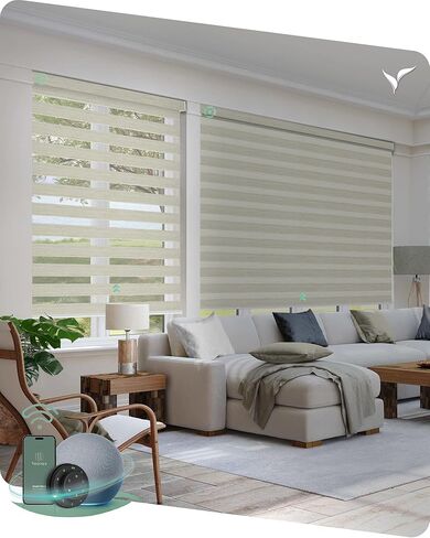 Yoolax Motorized Blinds with Remote, Motorized Zebra Shades Compatible with Alexa, Privacy Motorized Blinds, Zebra Shades for Windows, Fabric Sample (Multicolor) in Saudi Arabia