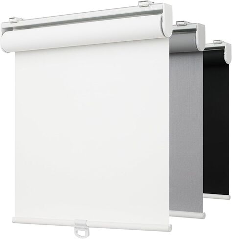 100% Blackout Indoor Cordless Roller Shades for Windows,Room Darkening Rolled Up Blinds with Spring System,Thermal Insulated UV Protection Waterproof Fabric for Home Office (White,34"W x 72"H) in Kuwait