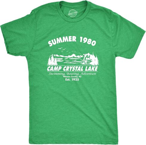 Crazy Dog Men's T Shirt Camp Crystal Lake 1980 Spooky Halloween Graphic Novelty Tees in Saudi Arabia