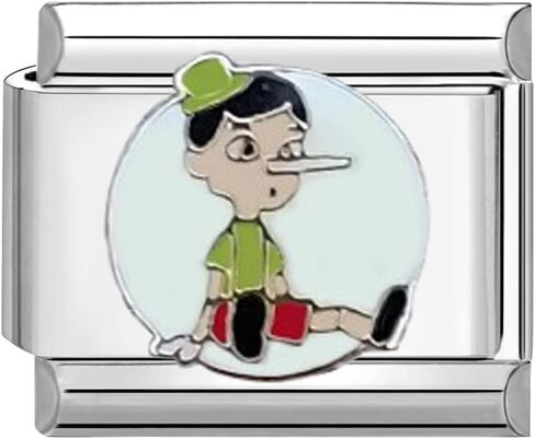 UNY JEWEL Enchanted Puppet Italian Charm 9mm Stainless Steel Link - Pinocchio Story Design Modular Charm Bracelet Link in Kuwait