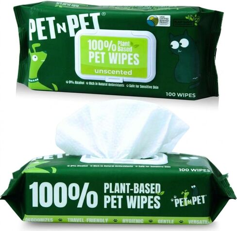 PET N PET 100% Plant Based Dog Wipes for Paws and Butt, 400 Counts Hypoallergenic Unscented Dog Pet Wipes, 8" x 8" in Kuwait