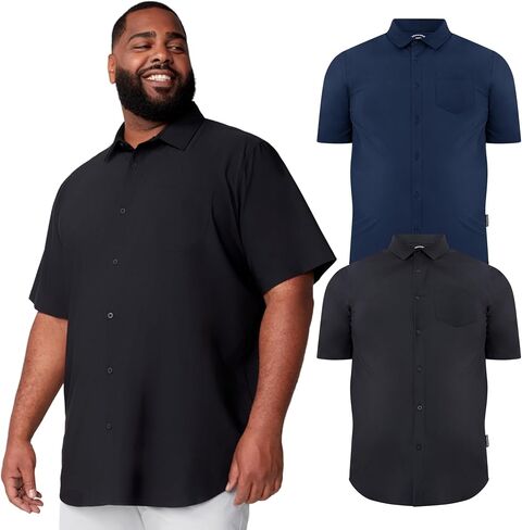 STRONGSIZE Men's Big and Tall Short Sleeve Button Down Shirt – Wrinkle-Resistant Casual Shirts XLT-8XLT in Saudi Arabia