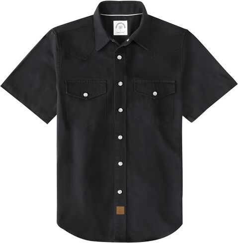 Dubinik® Pearl Snap Western Shirt for Men Short Sleeve Durable Cotton Cowboy Work Shirt in Kuwait