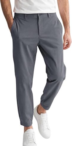 Runcati Mens Stretch Golf Pants Casual Slim Fit Cropped Tapered Dress Pants Elastic Waist Lightweight Trousers in Saudi Arabia