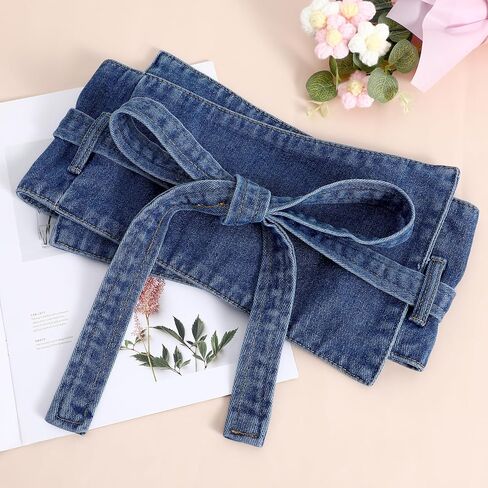 Women's Denim Corset Belts Jean Waist Belt, Steampunk Decorative Corset Waistband for Skirts, Shirts, Ladies Dresses/35854 in Kuwait
