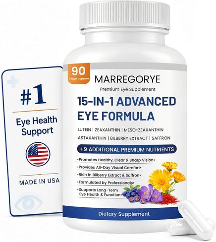 Neurobella 15-in-1 Advanced Eye Formula, 90 Count | Digital Eye Strain & Night Driving Clarity, All 3 Carotenoids (Lutein, Zeaxanthin), Bilberry, Saffron Eye Vitamins in Saudi Arabia