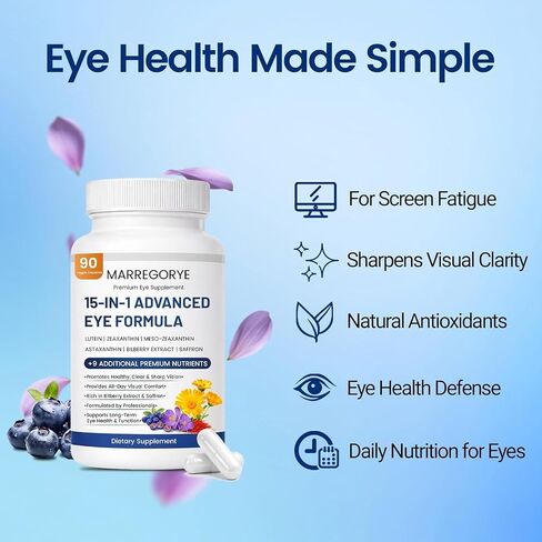 Neurobella 15-in-1 Advanced Eye Formula, 90 Count | Digital Eye Strain & Night Driving Clarity, All 3 Carotenoids (Lutein, Zeaxanthin), Bilberry, Saffron Eye Vitamins in Saudi Arabia