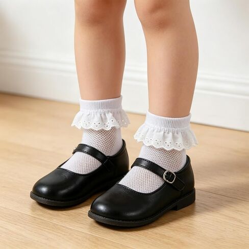 4 Pairs Ruffle White Lace Frilly Socks Cute Socks for Toddler Girls Little Girls Eyelet Ankle Cotton Sock 2-4Y Princess Dress Sock in Saudi Arabia