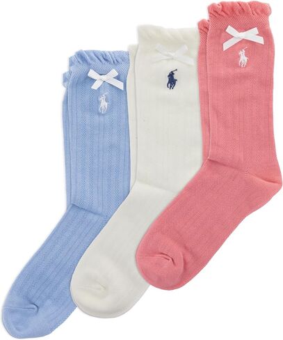جوارب للكاحل للفتيات من POLO RALPH LAUREN - عبوة من 3 أزواج - بلوزة قطنية مكشكشة in Kuwait