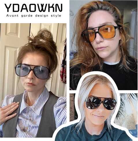 YDAOWKN Retro Aviator Sunglasses for Women Mens Large Frame Classic Vintage 70s Sun Glasses Aviators in Saudi Arabia