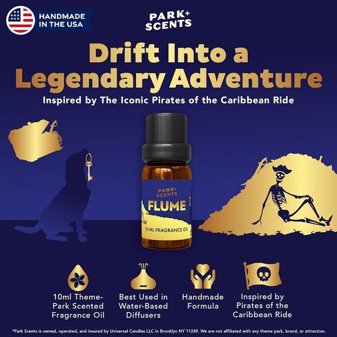 Park Scents Flume Fragrance Oil – Theme Park Scented Essential Oils for Diffusers with Smoky Cannon Fire, Ozone, Bromine-Treated Water, Fog, Damp Woods – Made in USA Home Aromatherapy Gifts (10ml) in Kuwait