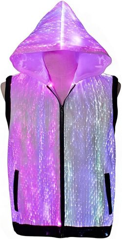 GLITCHCORE LED Fiber Optic Vest, Light Up Luminous Rave Outfit for Men Women, 7-Color Changing Glow Clothing for Club, Party & Halloween in Saudi Arabia
