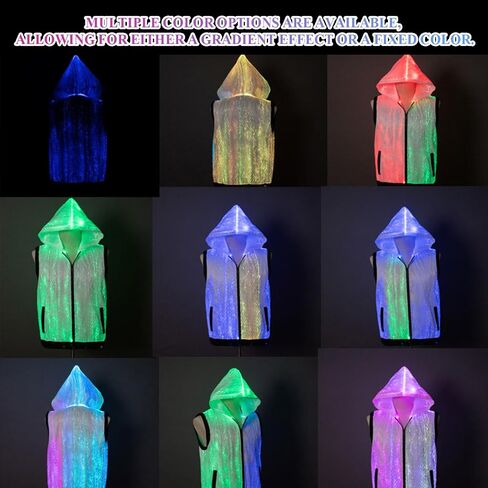 GLITCHCORE LED Fiber Optic Vest, Light Up Luminous Rave Outfit for Men Women, 7-Color Changing Glow Clothing for Club, Party & Halloween in Saudi Arabia
