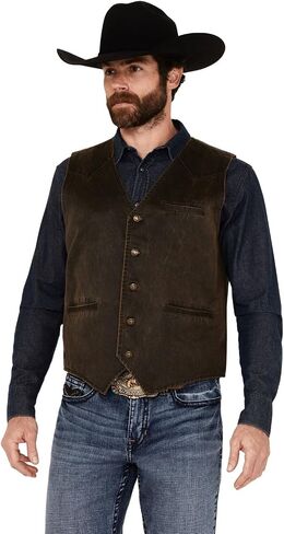 سترة Cody James للرجال من Pancho Villa Oilskin بأزرار أمامية غربية - CMHO21V20-BRN in Kuwait