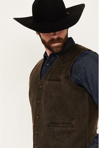 سترة Cody James للرجال من Pancho Villa Oilskin بأزرار أمامية غربية - CMHO21V20-BRN in Kuwait